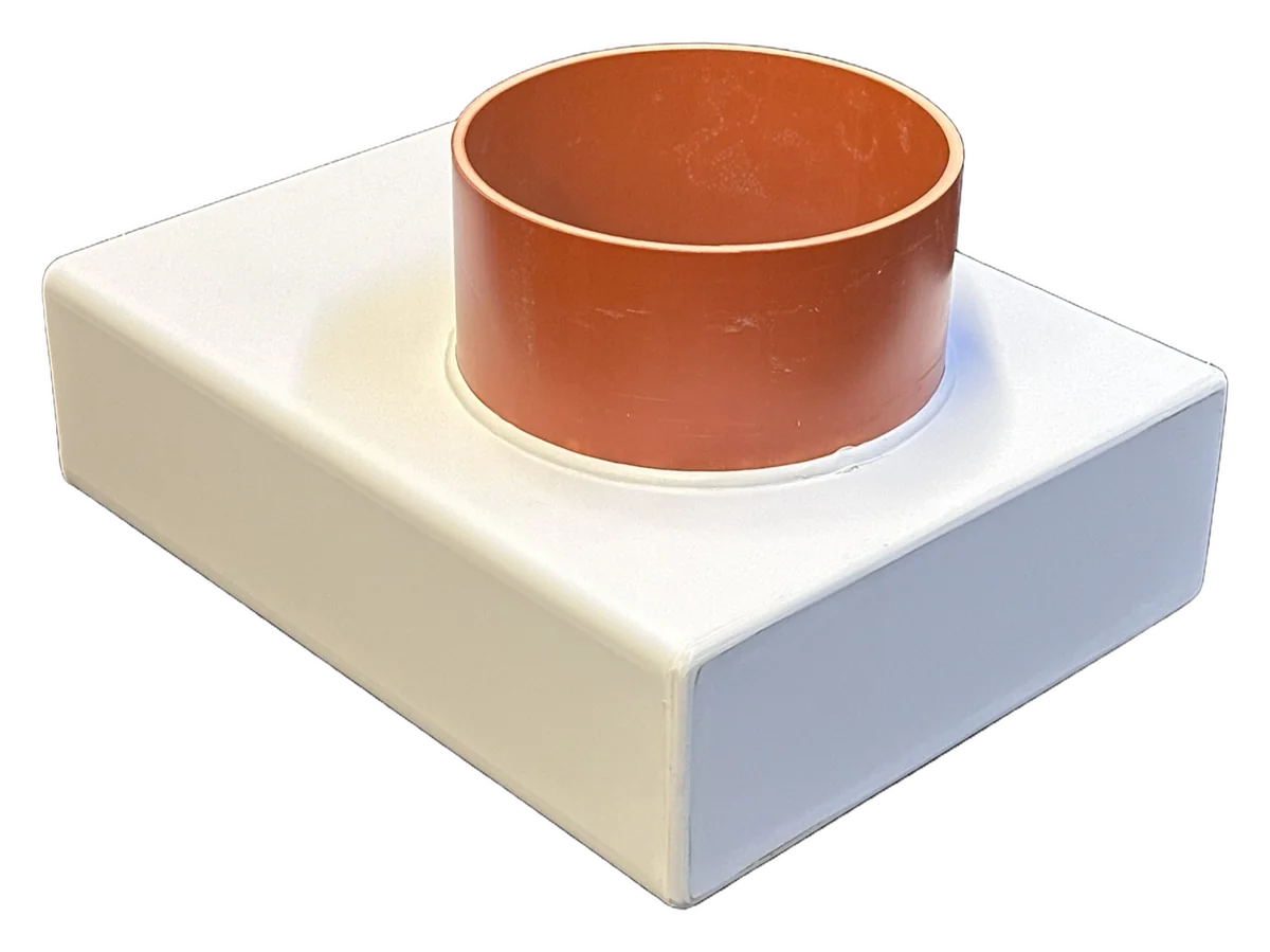 Nakładka kątowa przejściowa PVC-U 300 × 100 → Ø200 mm do przelewów HD - miniatura